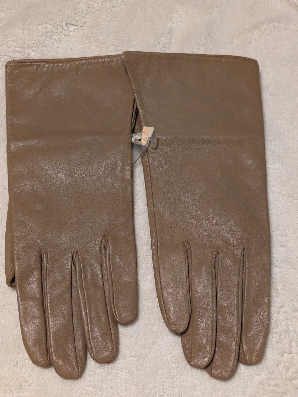 Leather Gloves Beige 7 New